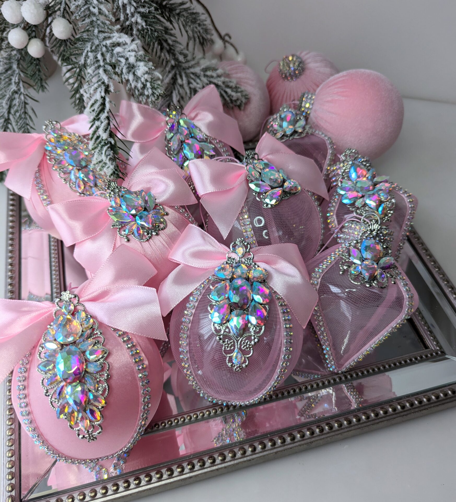 Pink Christmas baubles - Image 2