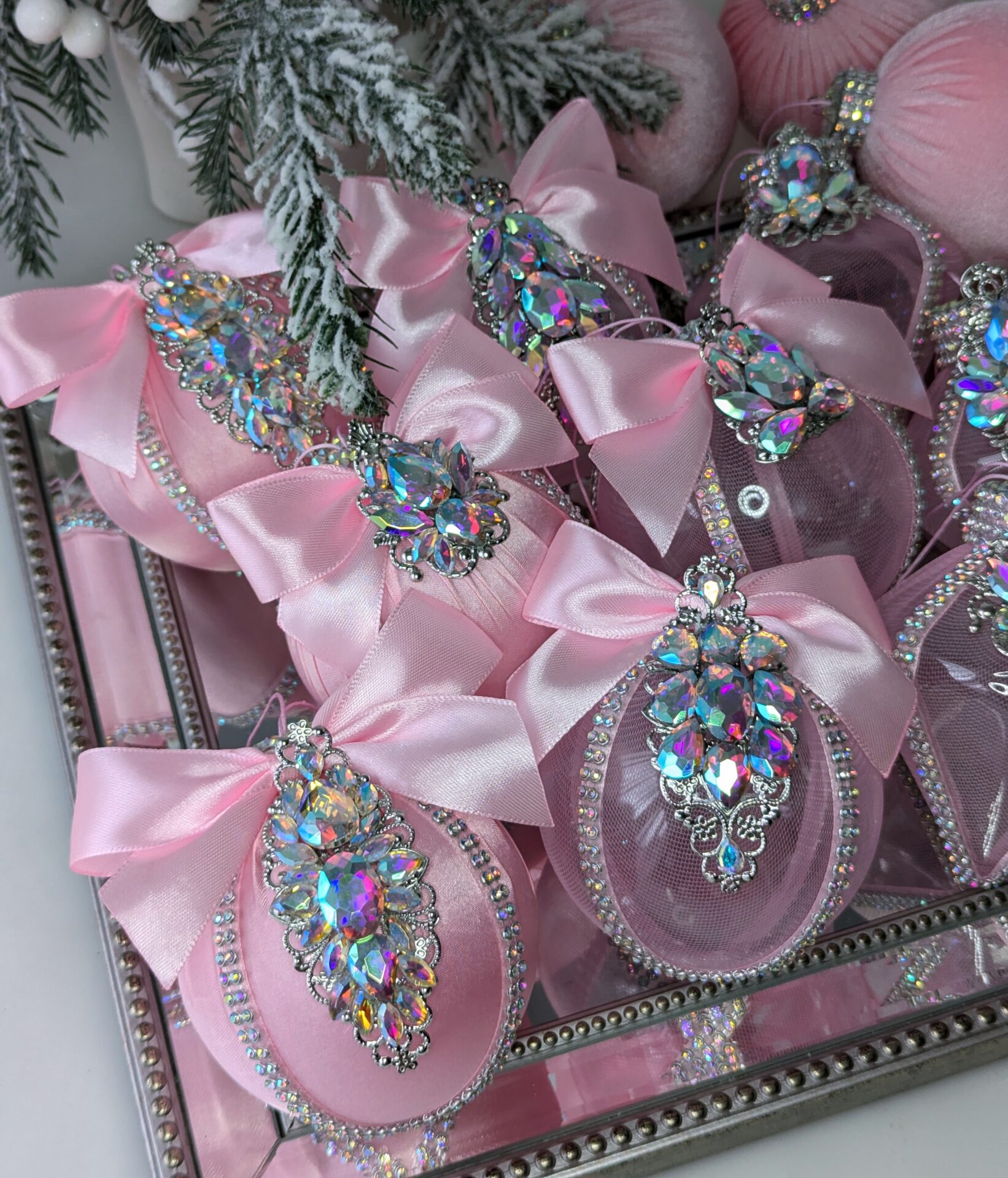 Pink Christmas baubles - Image 7
