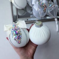 White Christmas baubles 