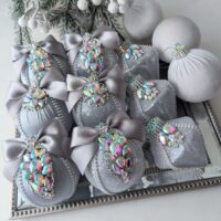 Grey Christmas baubles 