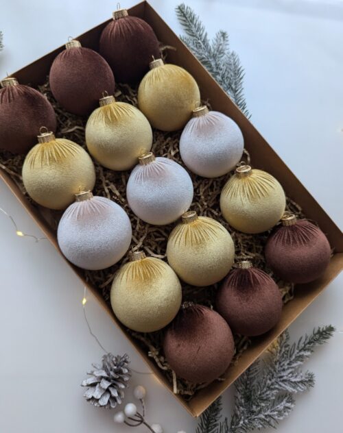 Christmas tree ornaments mix- brown/ cream/ custard