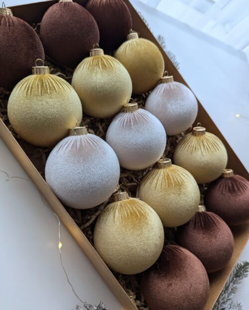 Christmas tree ornaments mix- brown/ cream/ custard - Image 2