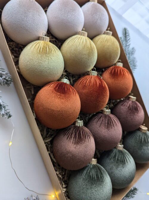 Christmas tree ornaments mix- cream/ custard/rustic/brown/moss green. - Image 4