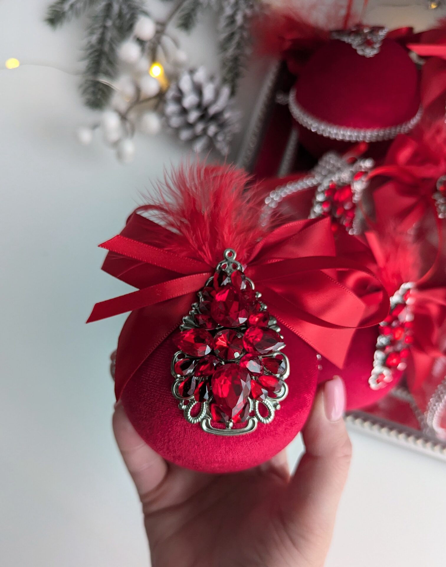 Red Christmas baubles - Image 7