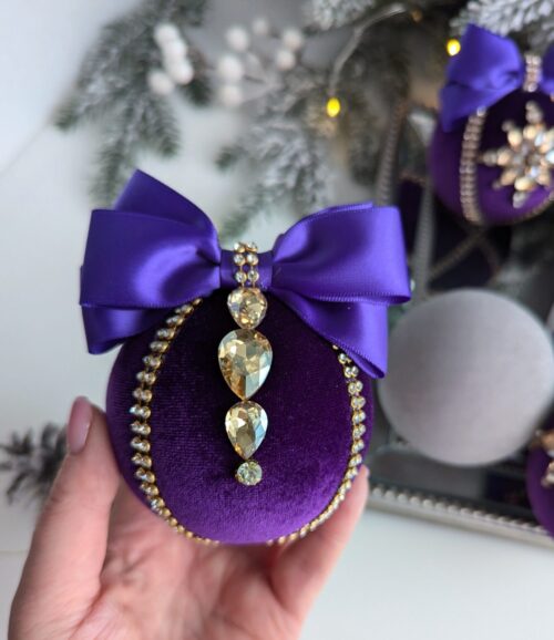 Purple /grey Christmas baubles - Image 5