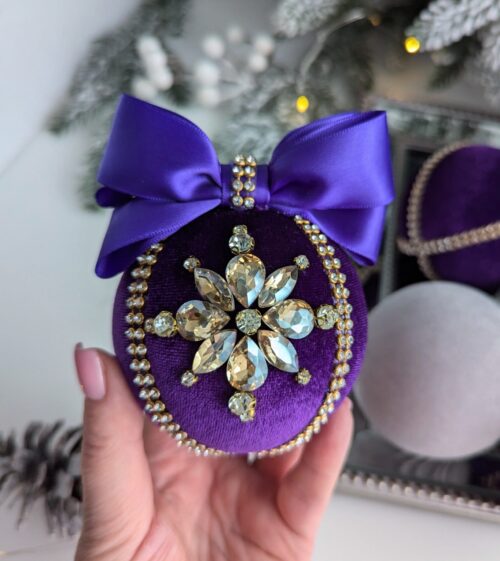 Purple /grey Christmas baubles - Image 3