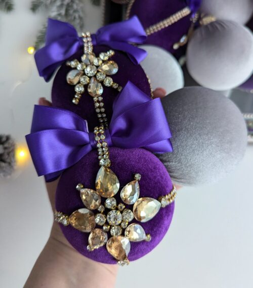 Purple /grey Christmas baubles - Image 6