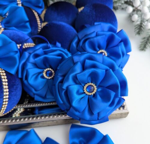 Royal blue Christmas baubles - Image 8