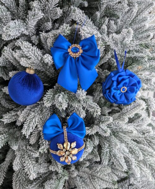 Royal blue Christmas baubles - Image 5