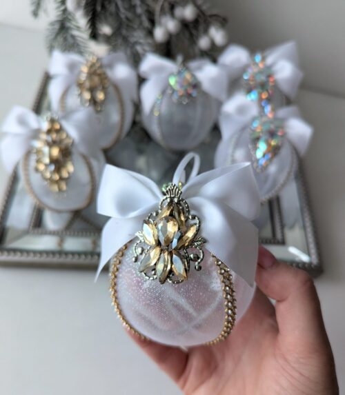 White Christmas baubles - Image 8
