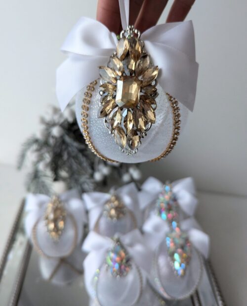 White Christmas baubles - Image 5