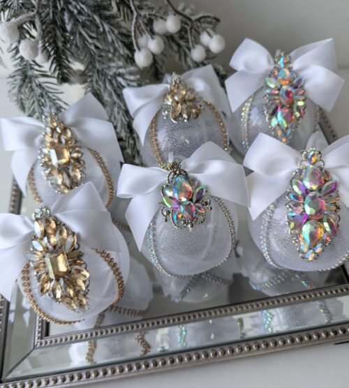 White Christmas baubles