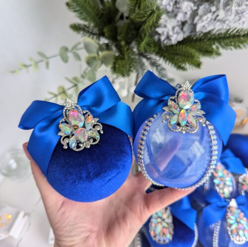 Royal blue Christmas baubles